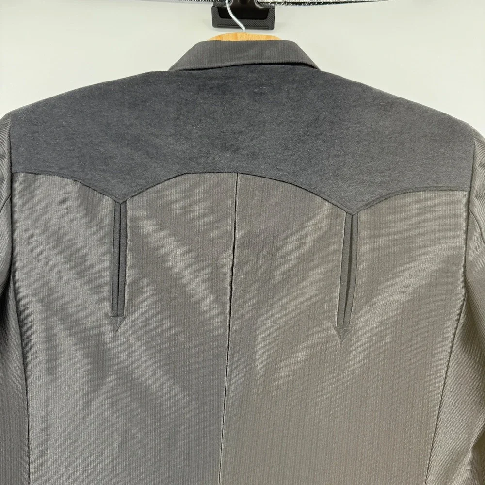 Circle S Texas Western Blazer Men 46L Black Textured Contrast‎ Yoke Sport Coat